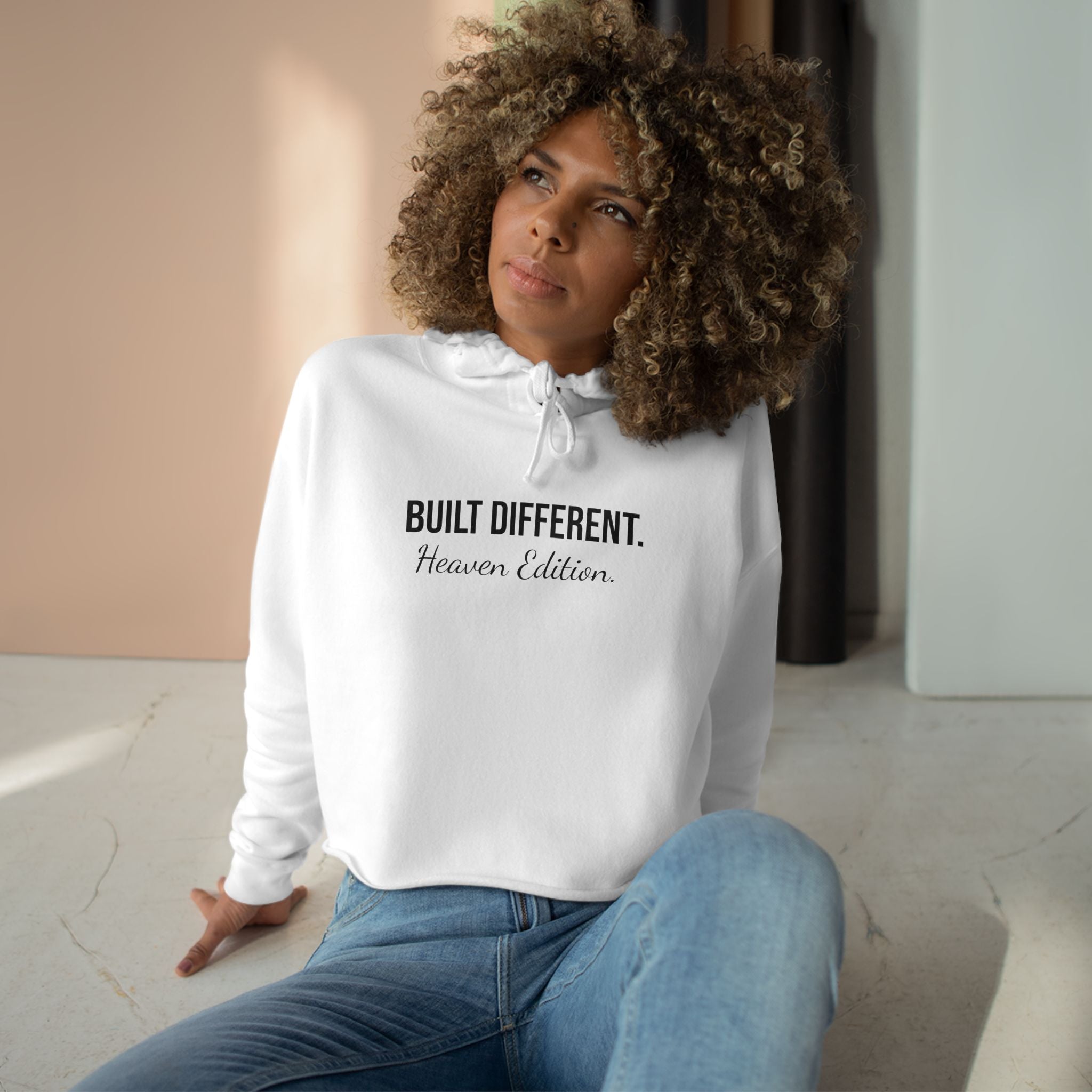 Built Different. Cropped Hoodie — 'Heaven Edition' Minimal Graphic Crop Top