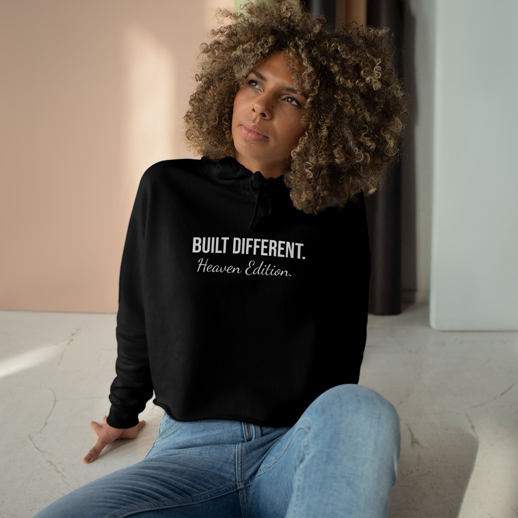 Built Different. Cropped Hoodie — 'Heaven Edition' Minimal Graphic Crop Top